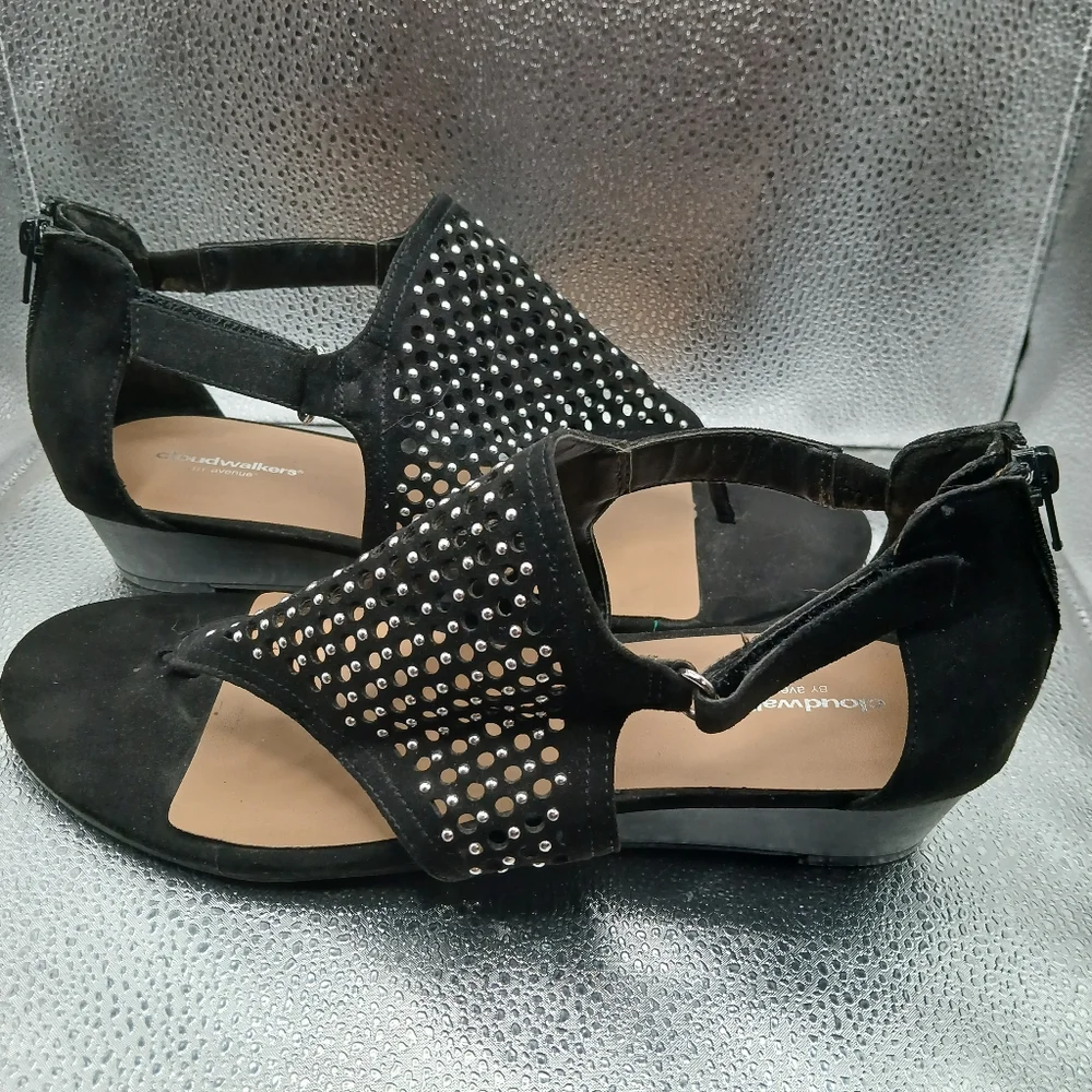 Cloudwalkers Black Sandals Open Toe Casual Hazel Womens Size 11W
